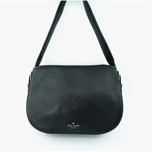 Kate Spade Shoulder Bag Black Woven Strap Textured Leather Underarm Bag‎